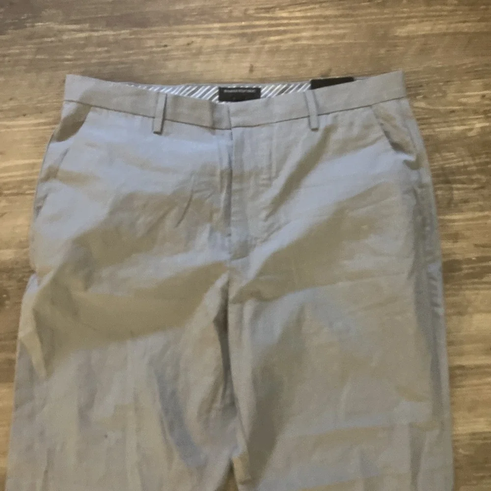 Banana Republic Mens Sz 35x32 Gray Non-Iron Tailored Straight Pants Dress